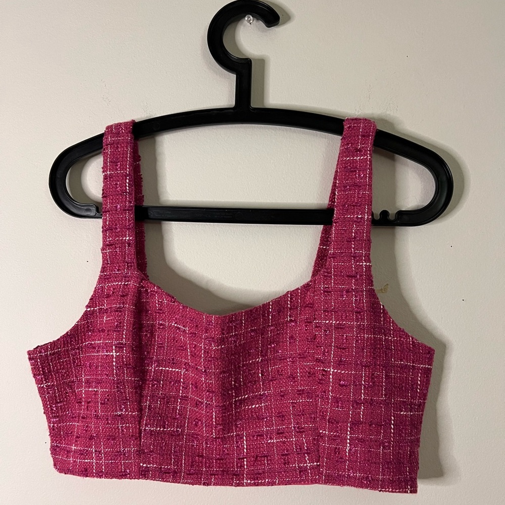 Women’s Forever 21 Fuchsia Tweed Crop Tank Top